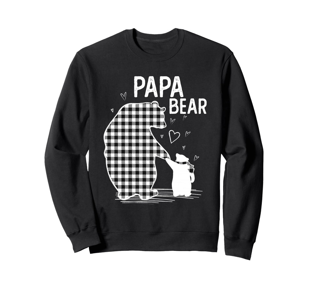 Papa Bear Pajama Grey Buffalo Plaid Sweatshirt - Custom Art Print Unisex - T-Shirt, Sweatshirt, Hoodie