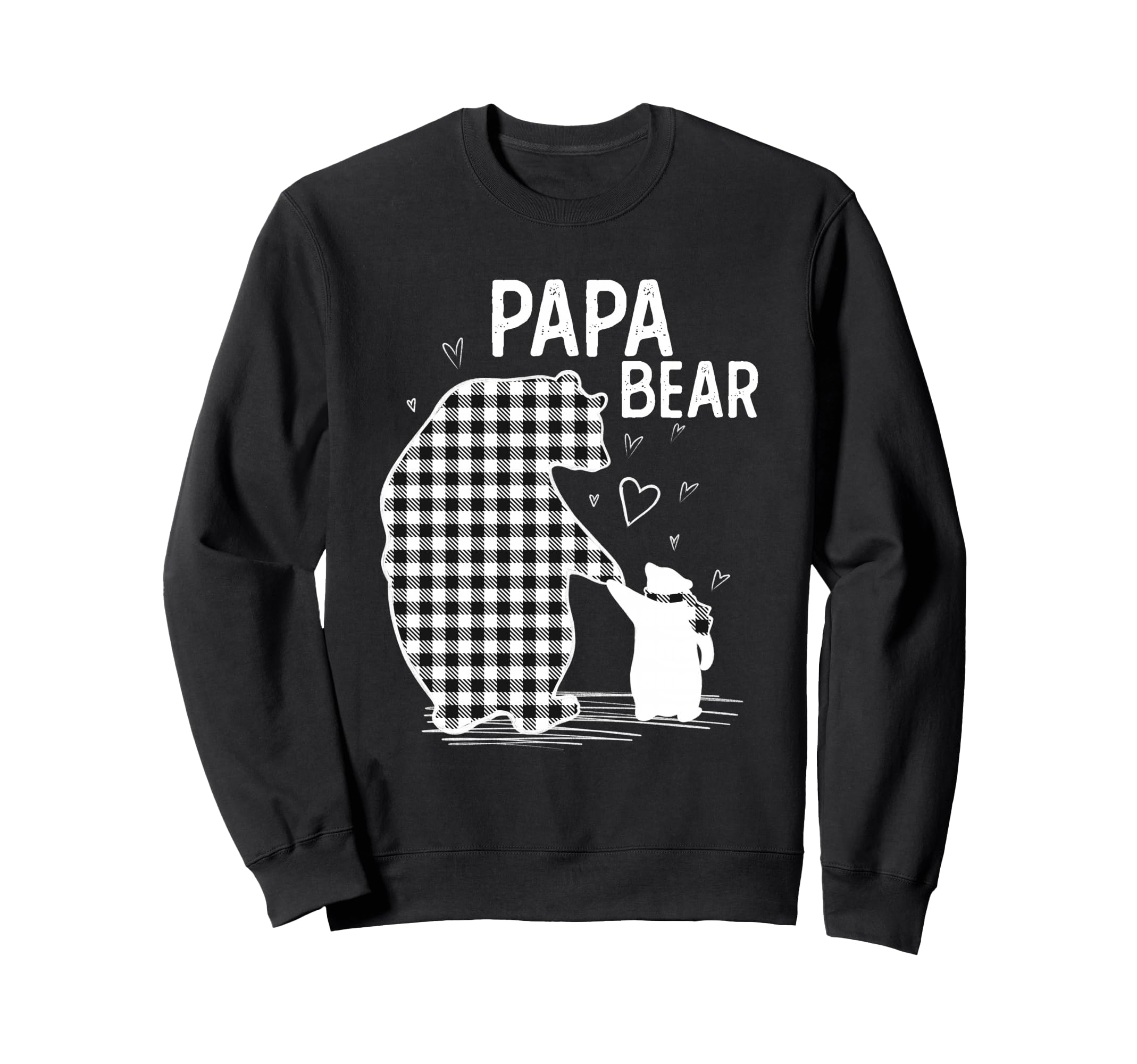 Papa Bear Pajama Grey Buffalo Plaid Sweatshirt - Custom Art Print Unisex - T-Shirt, Sweatshirt, Hoodie
