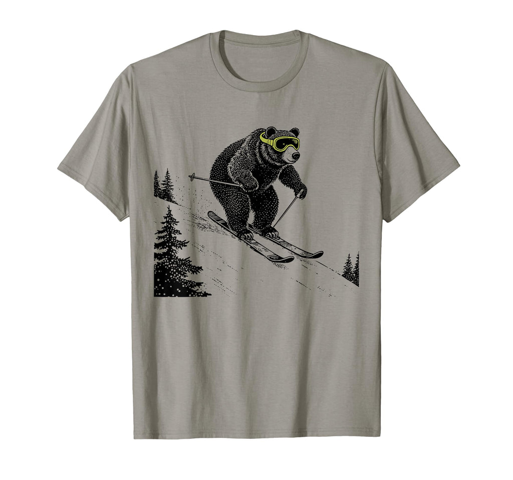 Skiing Bear Funny Wintersports Dad T-Shirt - Streetwear Style for Adults - T-Shirt, Sweatshirt, Hoodie