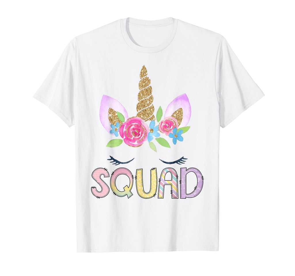 Squad Unicorn Floral Birthday Family T-Shirt - Custom Art Print Unisex - T-Shirt, Sweatshirt, Hoodie