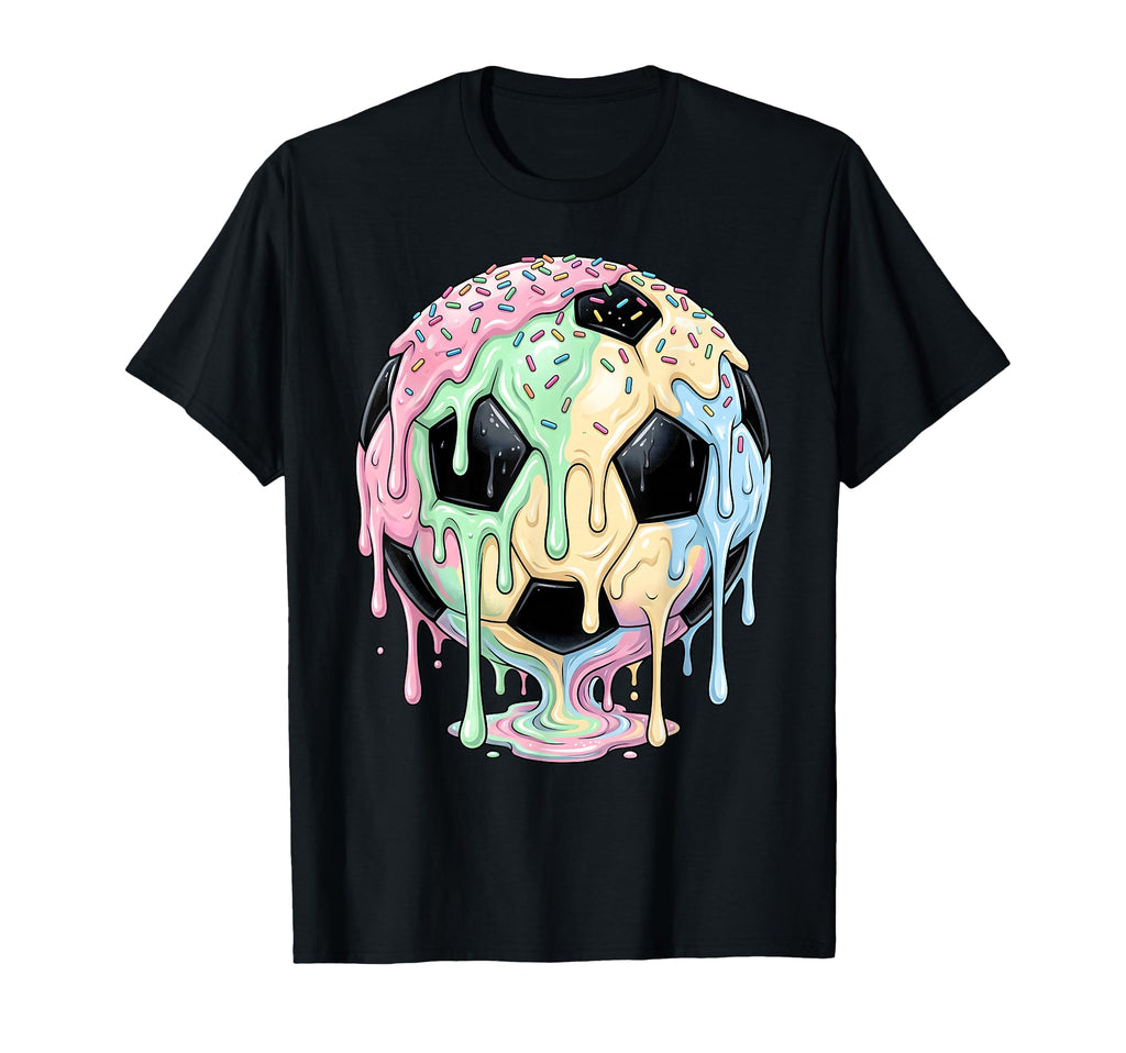 Soccer Ball Ice Cream Drip Soccer T-Shirt - Trendy Graphic Men Women - T-Shirt, Sweatshirt, Hoodie