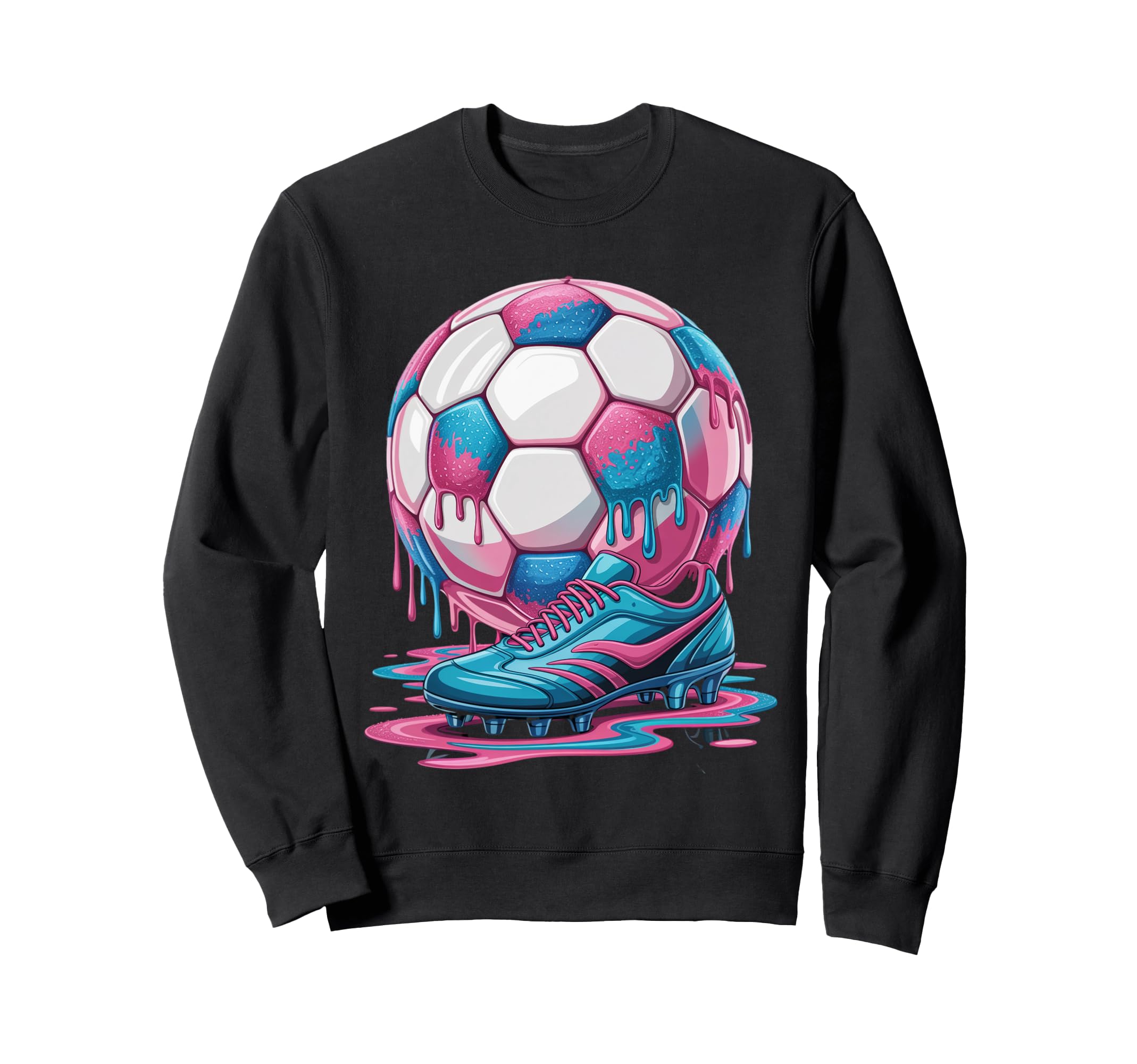 Soccer Ball Drip Ice Cream Drip Game Sweatshirt - Trendy Graphic Unisex - T-Shirt, Sweatshirt, Hoodie