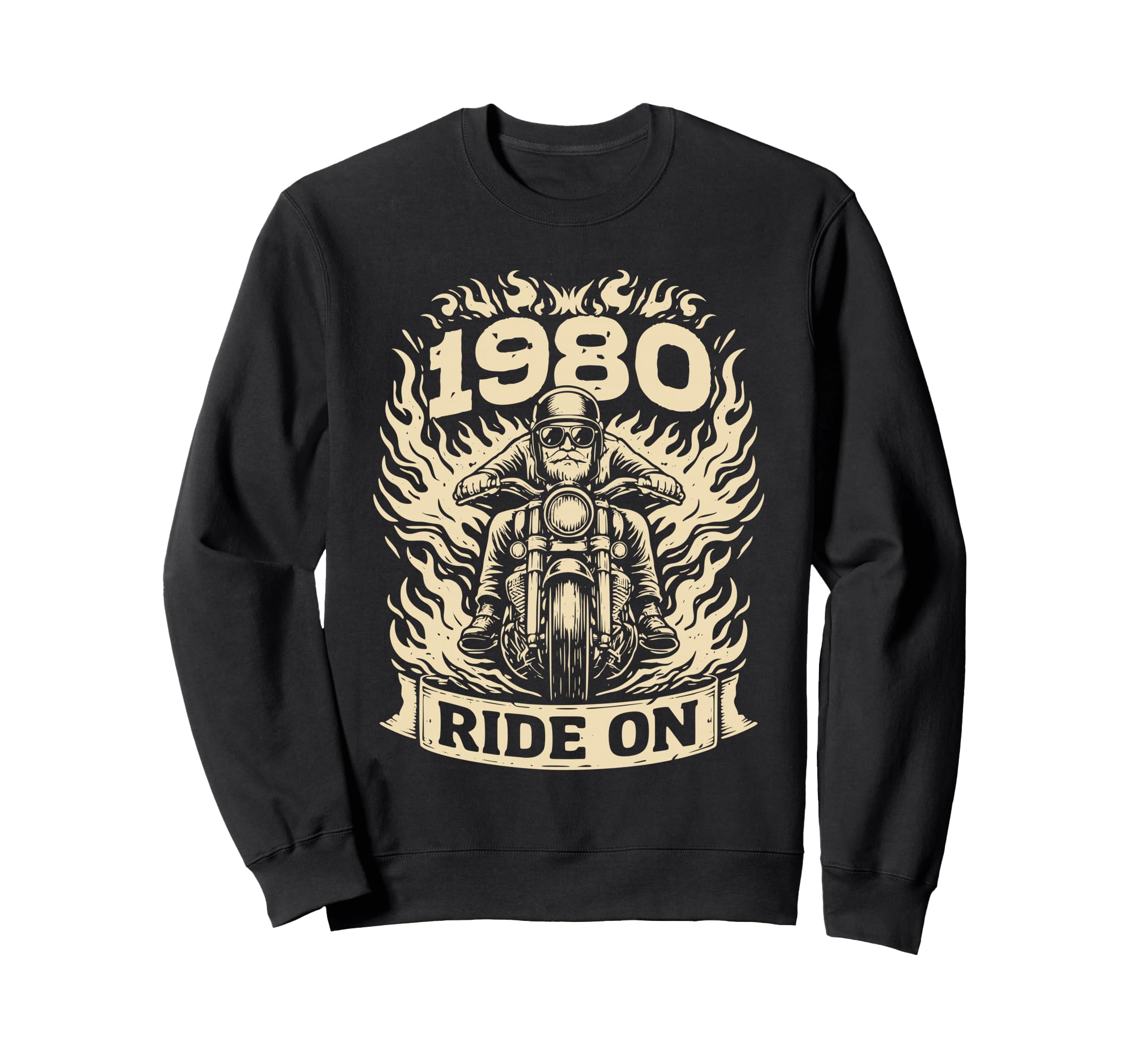Biker 1980 Ride Birthday Motorcycle Rider Sweatshirt - Graphic Print Unisex - T-Shirt, Sweatshirt, Hoodie