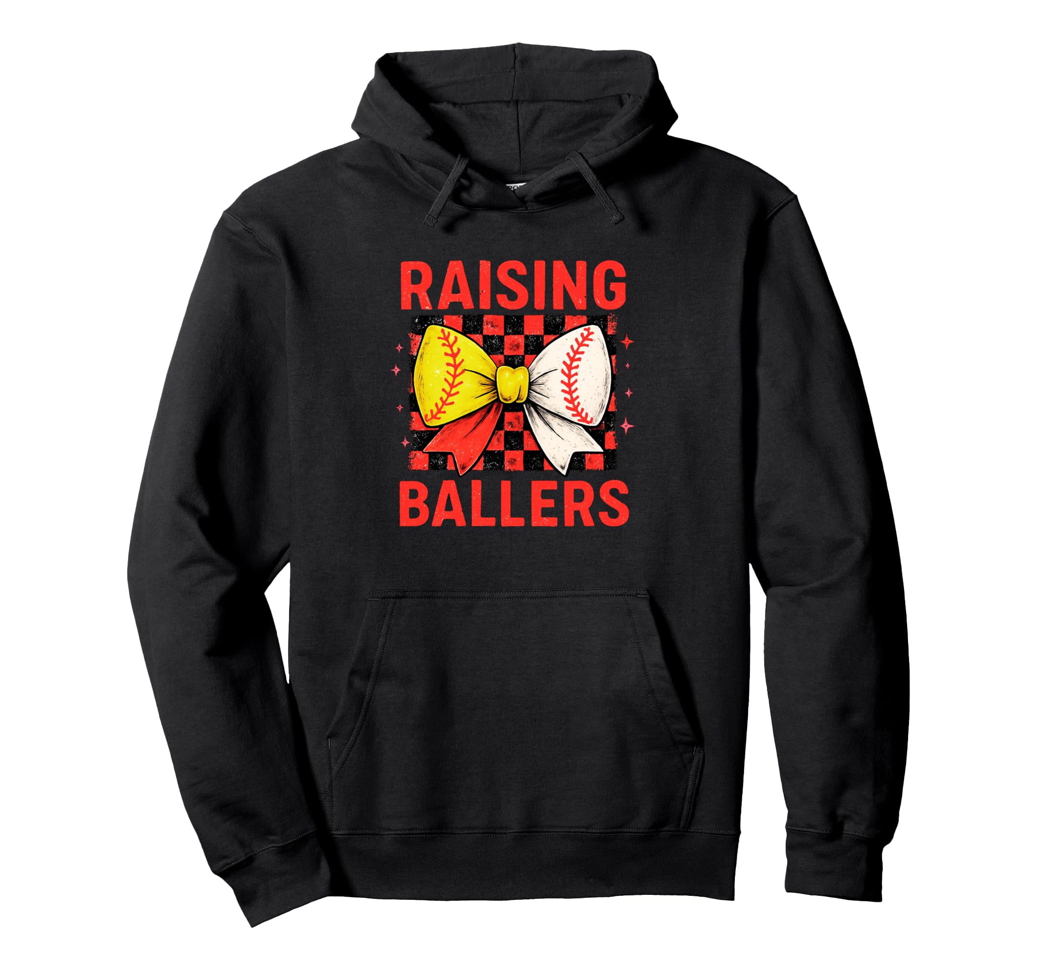 Raising Ballers Checkered Bow Hoodie - Aesthetic Graphic for Adults - T-Shirt, Sweatshirt, Hoodie