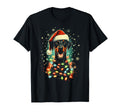 Pinscher Doberman Dog Santa Hat Lights T-Shirt - Trendy Graphic Men Women - T-Shirt, Sweatshirt, Hoodie