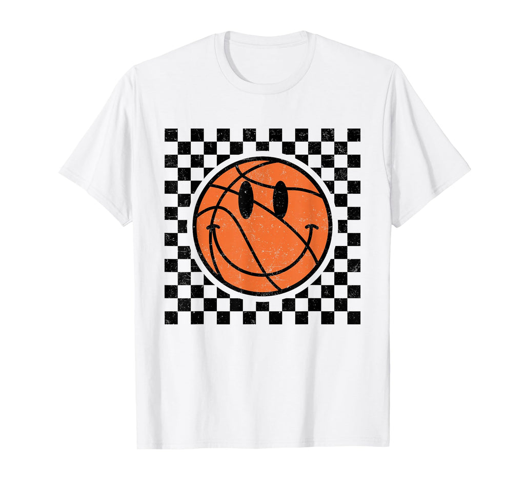 Game Day Basketball Smile Face T-Shirt - Custom Art Print Men Women - T-Shirt, Sweatshirt, Hoodie