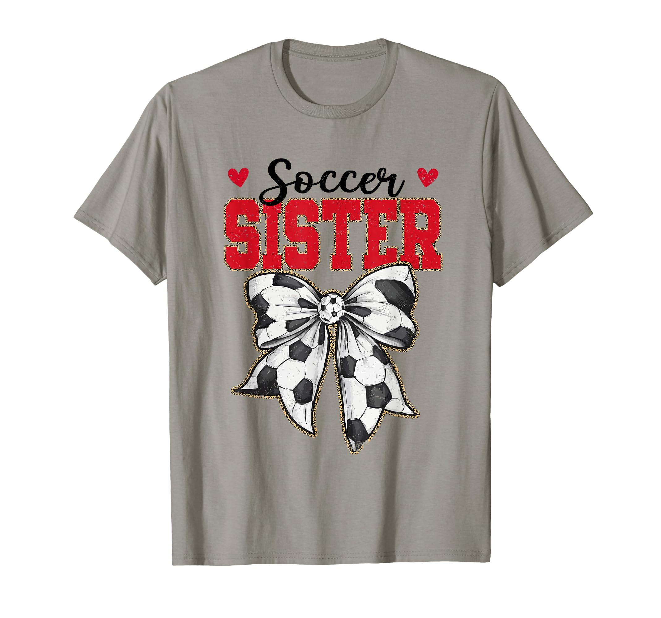 Soccer Sister Bow Leopard Soccer T-Shirt - Custom Art Print Men Women - T-Shirt, Sweatshirt, Hoodie