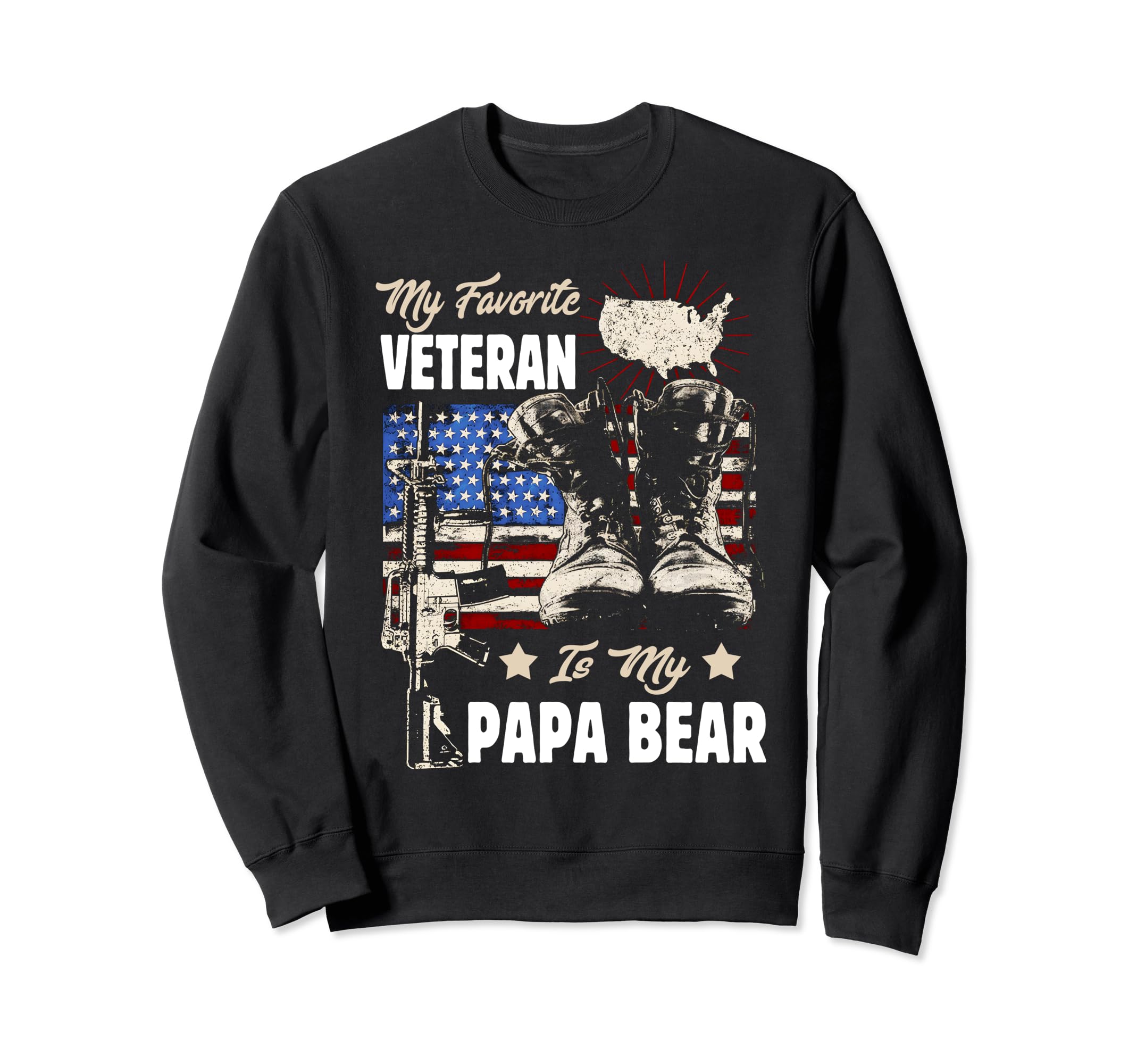 Veteran Papa Bear Dad Usa Flag 4Th Sweatshirt - Trendy Graphic for Adults - T-Shirt, Sweatshirt, Hoodie