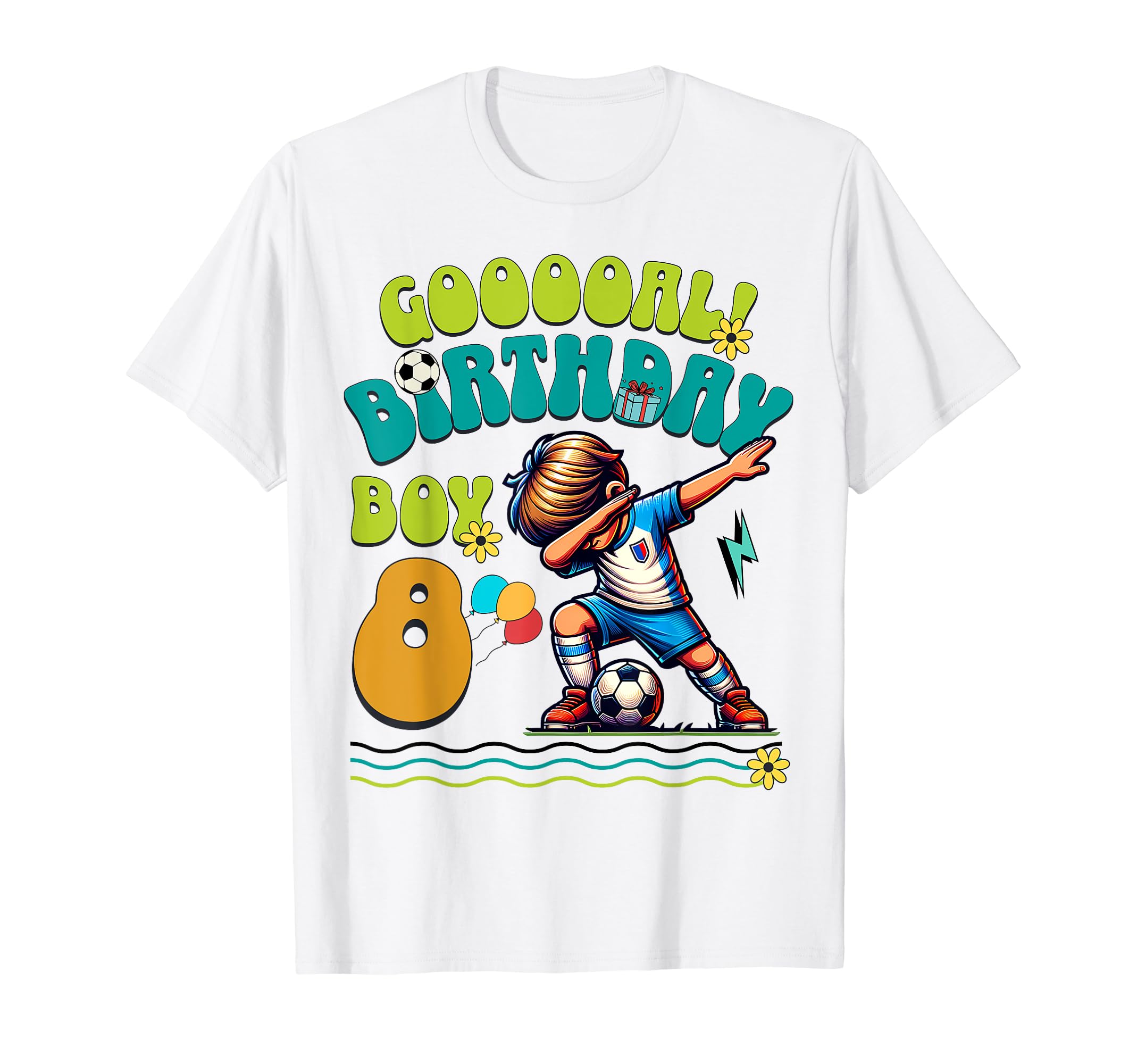 8Th Birthday 8 Year Soccer Football T-Shirt - Custom Art Print for Adults - T-Shirt, Sweatshirt, Hoodie