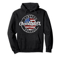 Christopher Usa Flag Stamp Personalized Hoodie - Aesthetic Graphic Unisex - T-Shirt, Sweatshirt, Hoodie