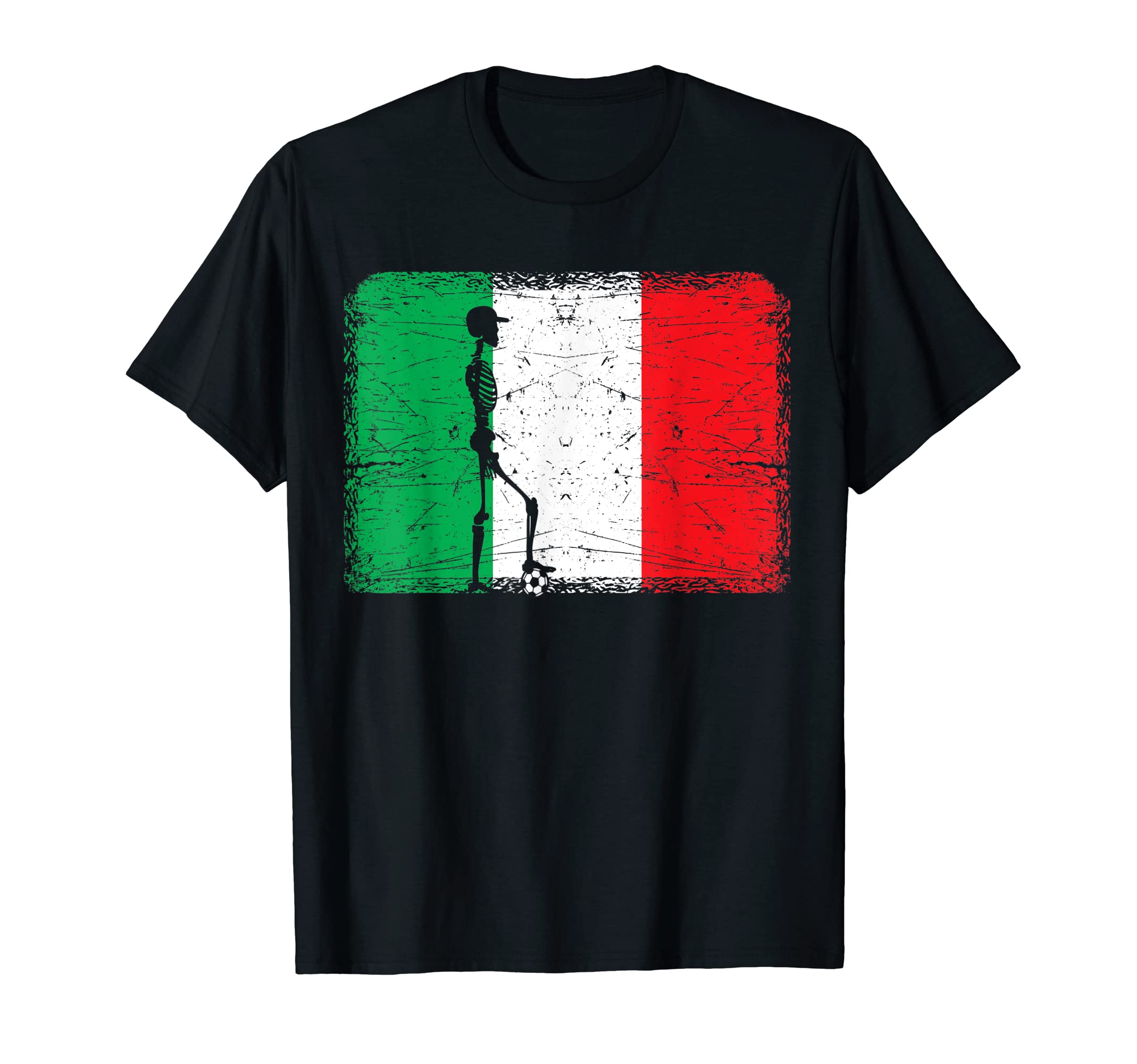Italien Flag Skeleton Soccer Soccer T-Shirt - Fun Novelty Design Men Women - T-Shirt, Sweatshirt, Hoodie