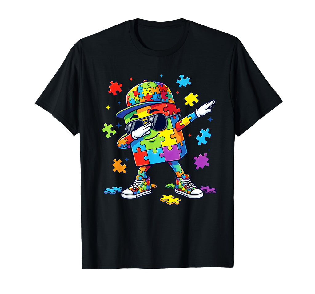 Dabbing Puzzle Autism Awareness T-Shirt - Fun Novelty Design Men Women - T-Shirt, Sweatshirt, Hoodie
