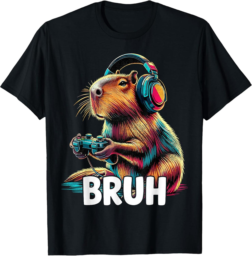 Bruh Capybaras Funny Video Games Capybara - Adult & Kids T-Shirts, Sweatshirts & Hoodies apparel design preview 1