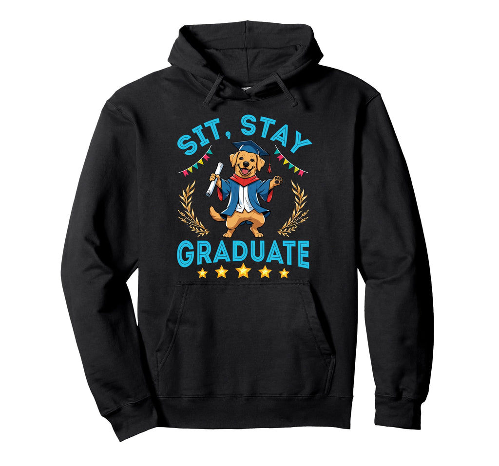 Labrador Senior Dad Mom Sit Stay Hoodie - Custom Art Print Men Women - T-Shirt, Sweatshirt, Hoodie