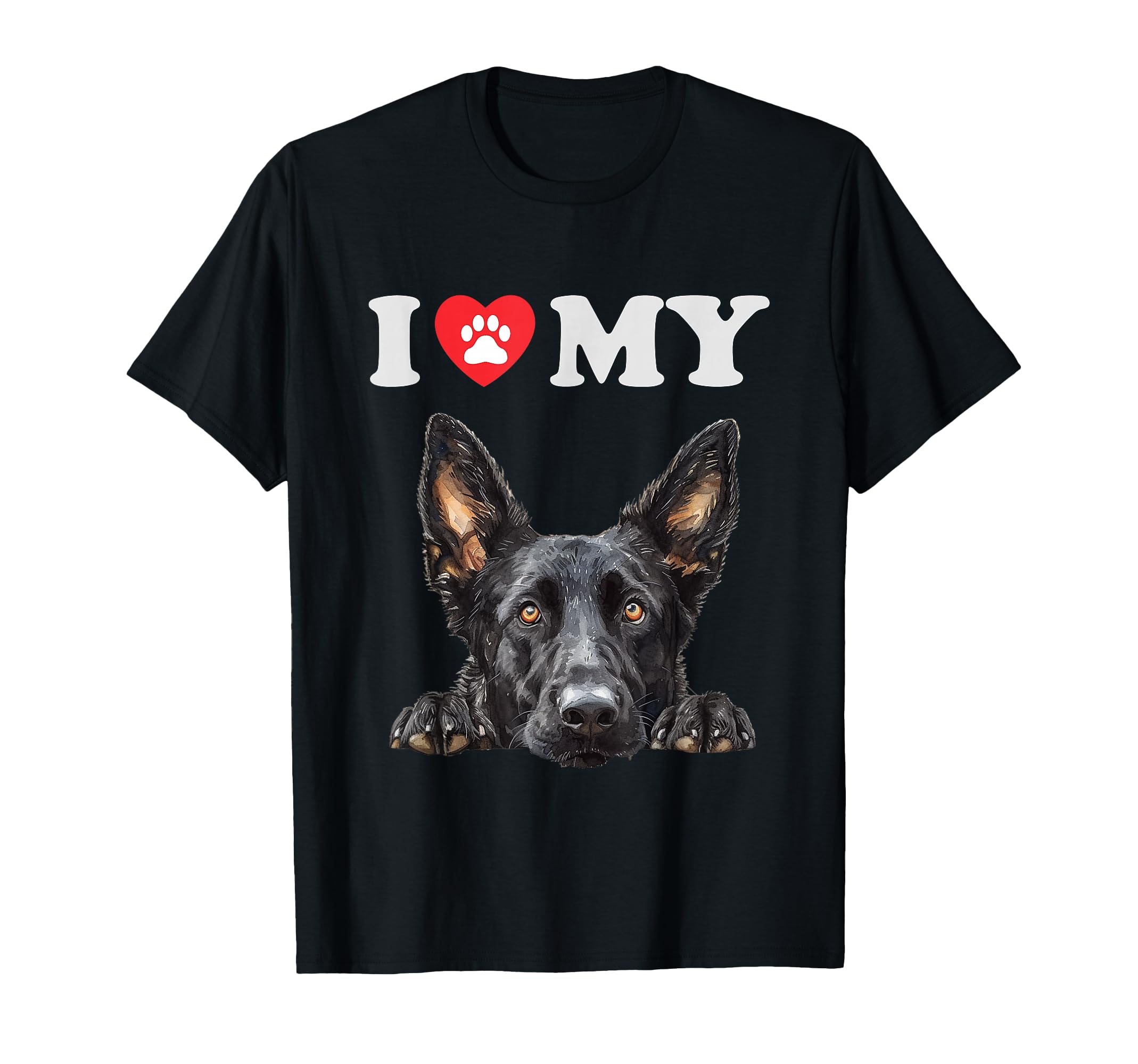 Dutch Shepherd I Heart My Dog Funny Dog T-Shirt - Graphic Print Men Women - T-Shirt, Sweatshirt, Hoodie