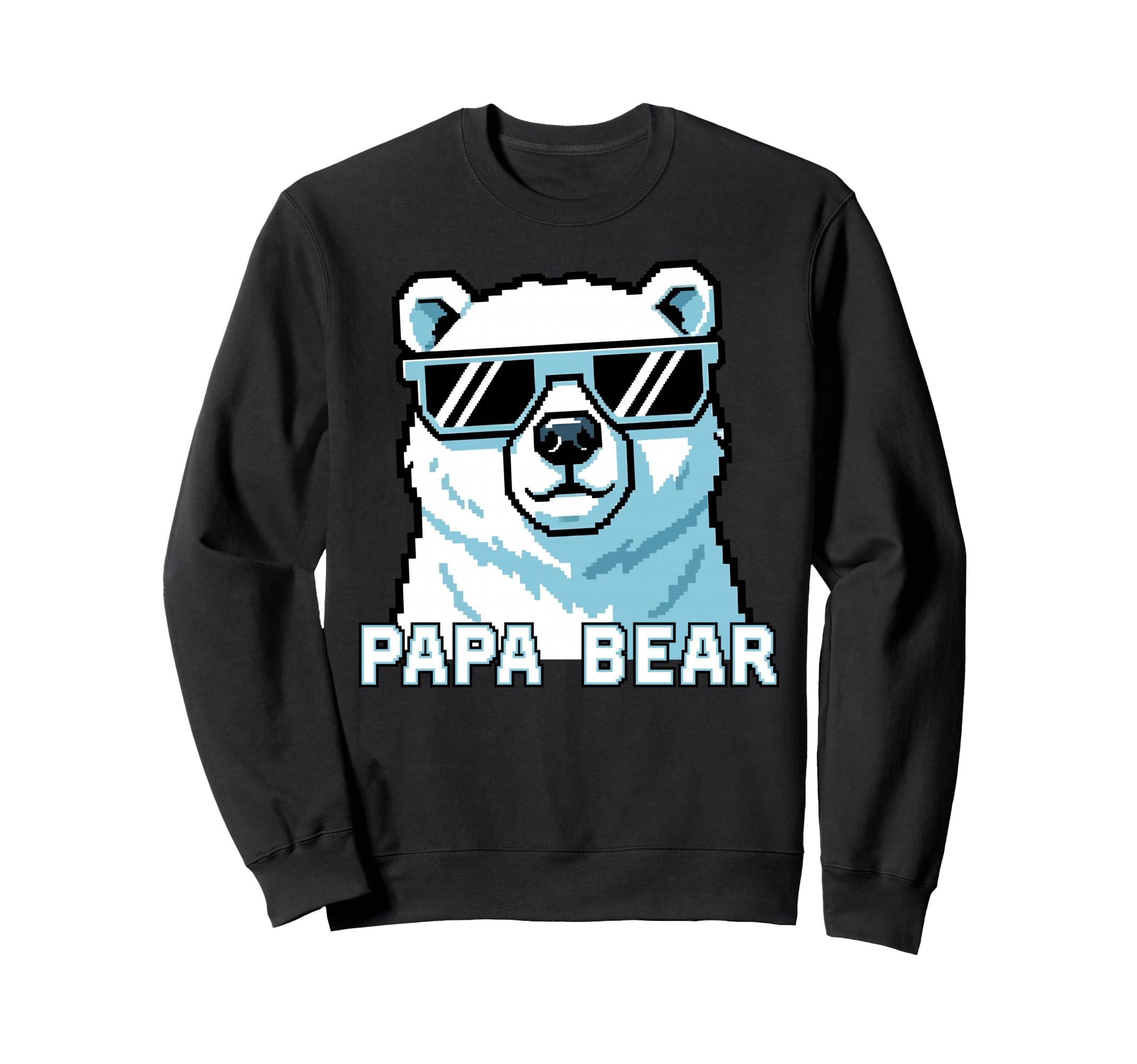 Papa Bear Pixel Bear Sunglasses Sweatshirt - Minimalist Print for Adults - T-Shirt, Sweatshirt, Hoodie