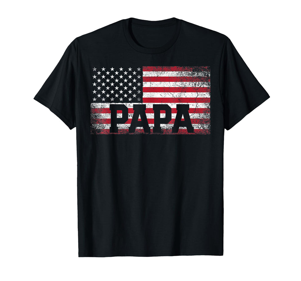 Mens Papa American Flag Fathers Day T-Shirt - Minimalist Print Men Women - T-Shirt, Sweatshirt, Hoodie
