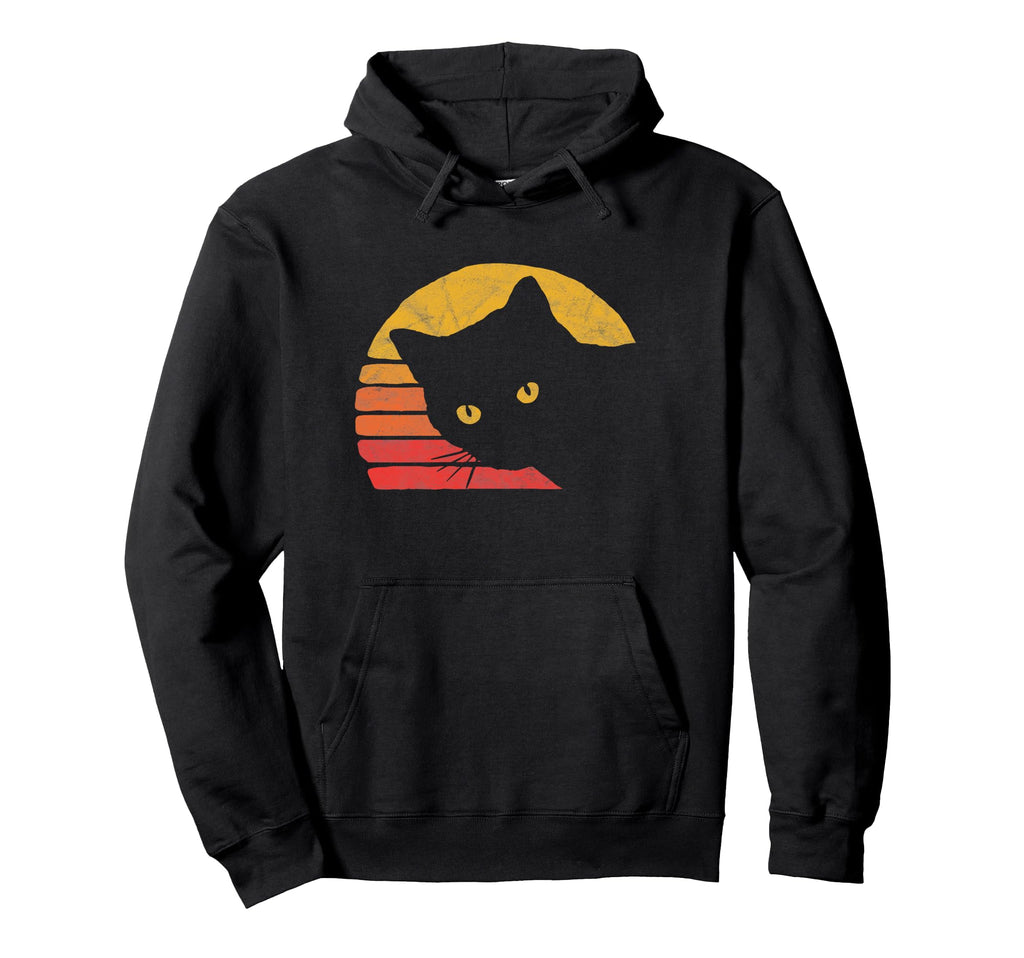 Eighties Cat Distressed Hoodie - Unique Graphic Unisex - T-Shirt, Sweatshirt, Hoodie