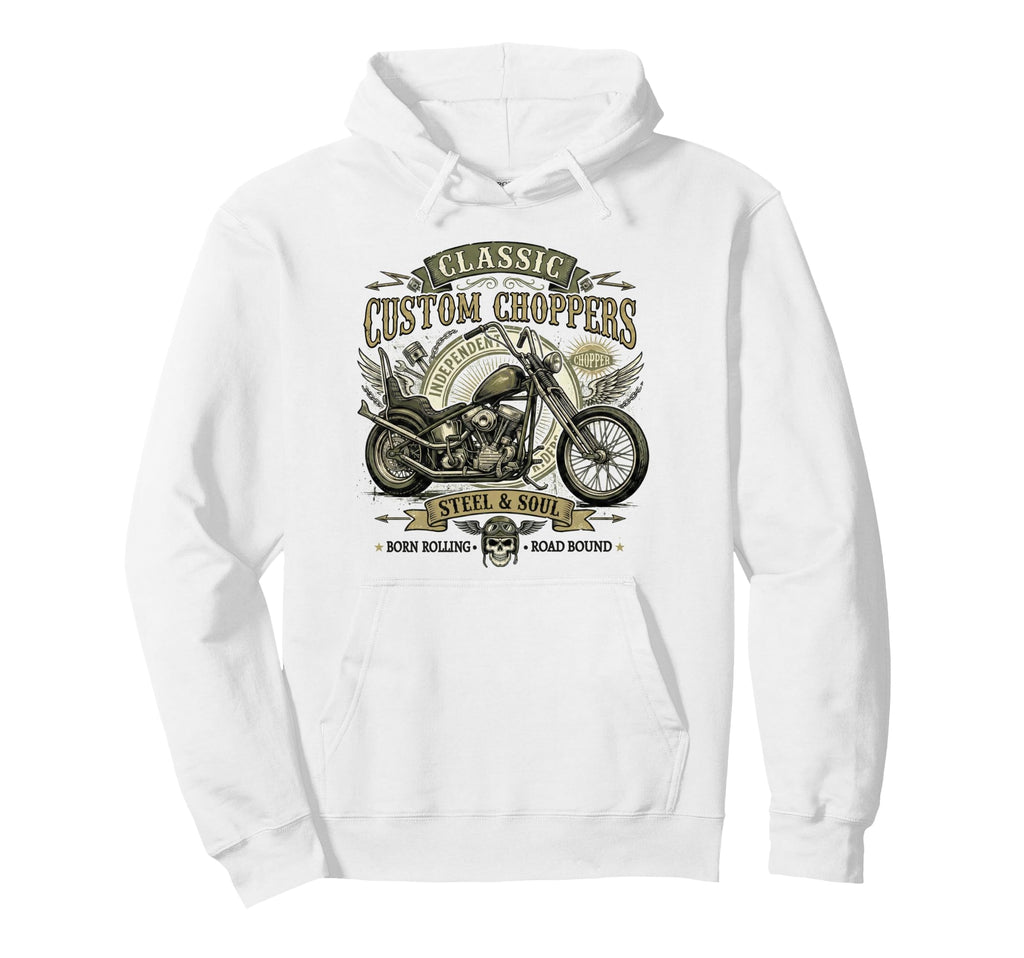 Fathers Day Biker Dad Grunge Chopper Hoodie - Minimalist Print Unisex - T-Shirt, Sweatshirt, Hoodie