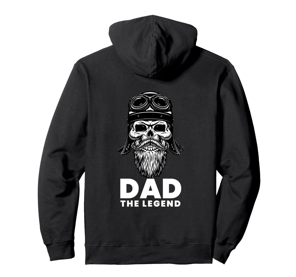 Dad Legend Bearded Biker Skull Hoodie - Graphic Print for Adults - T-Shirt, Sweatshirt, Hoodie