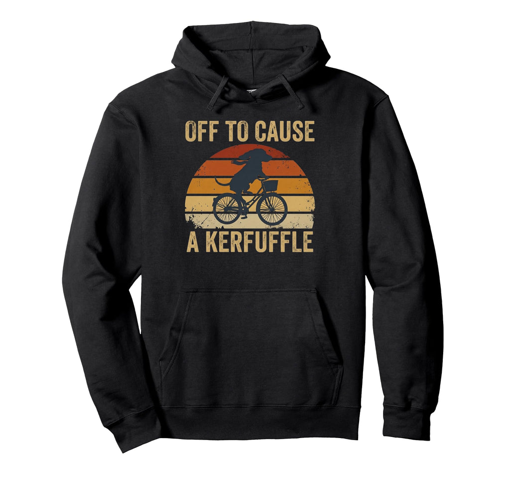 Off To Cause Kerfuffle Dachshund Bike Hoodie - Trendy Graphic for Adults - T-Shirt, Sweatshirt, Hoodie