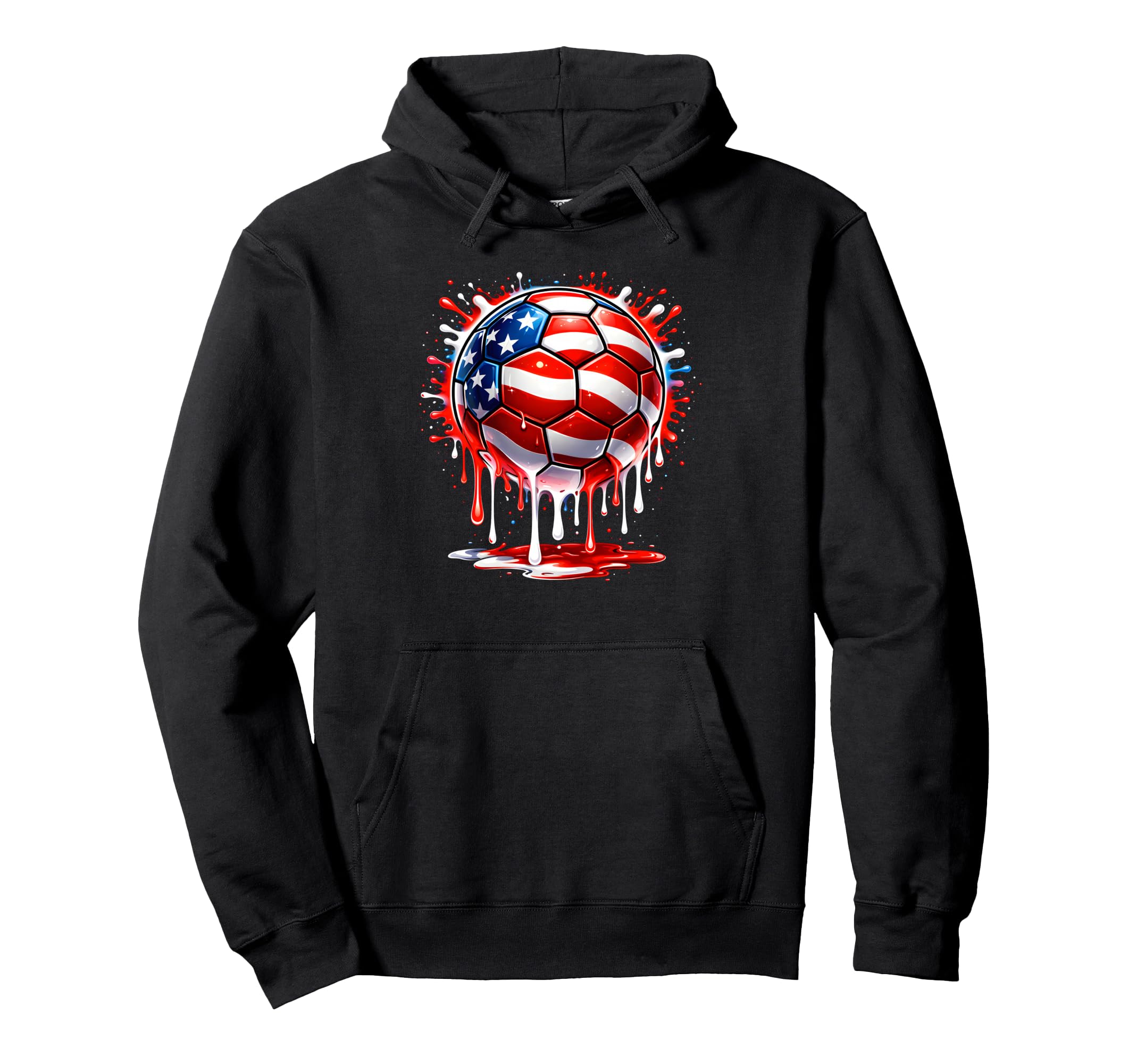 Soccer Drip American Flag 4Th July Hoodie - Unique Graphic for Adults - T-Shirt, Sweatshirt, Hoodie