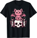 Kawaii Pastel Goth Cute Creepy Cat Bat Skeleton - Adult & Kids T-Shirts, Sweatshirts & Hoodies apparel design preview 1