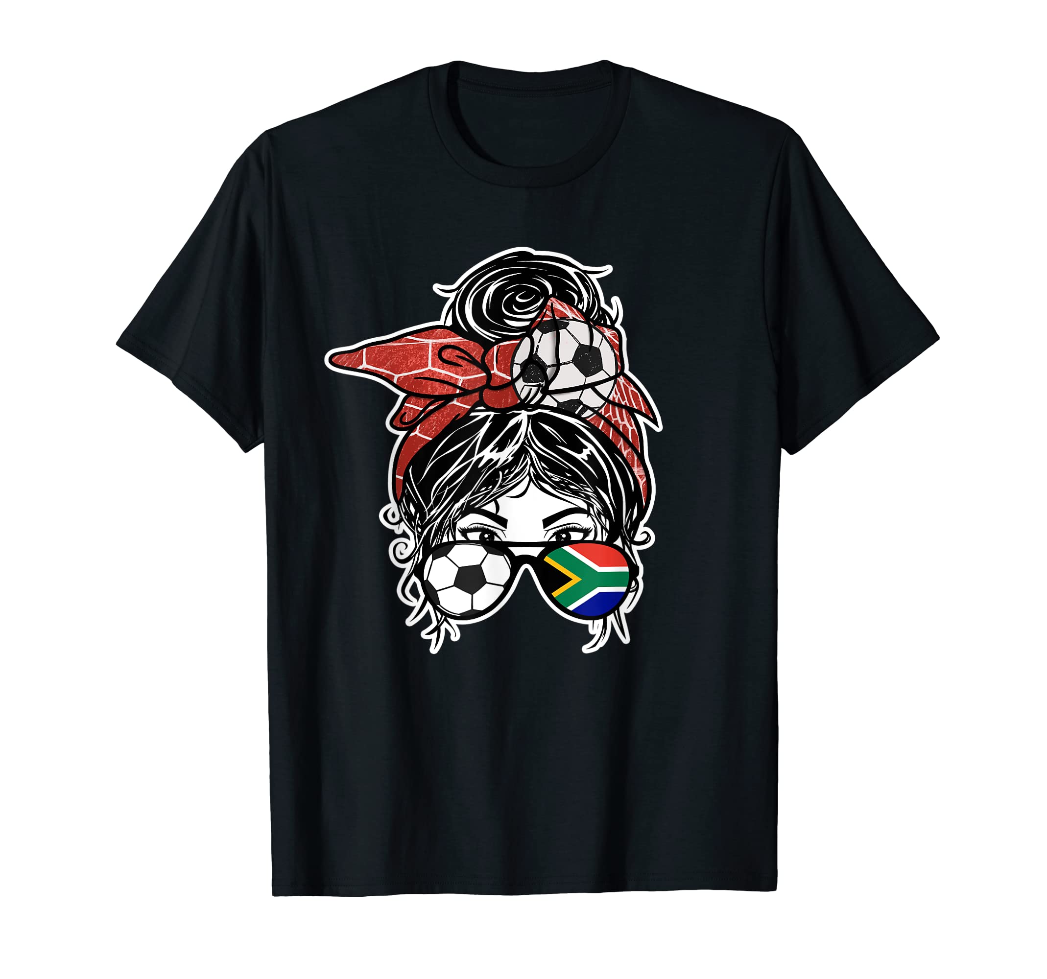Messy Bun Hair South African Soccer South T-Shirt - Unique Graphic Unisex - T-Shirt, Sweatshirt, Hoodie