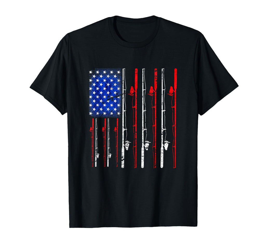 Fishing American Flag Fishing T-Shirt - Casual Everyday Wear for Adults - T-Shirt, Sweatshirt, Hoodie