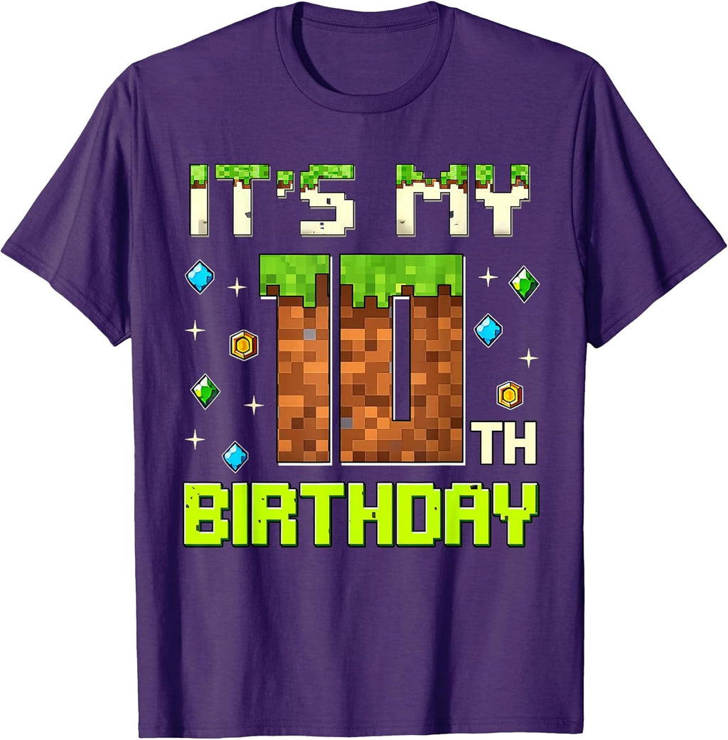 Birthday Boy It's My 10th Gamer Pixel - Adult & Kids T-Shirts, Sweatshirts & Hoodies apparel design preview 1