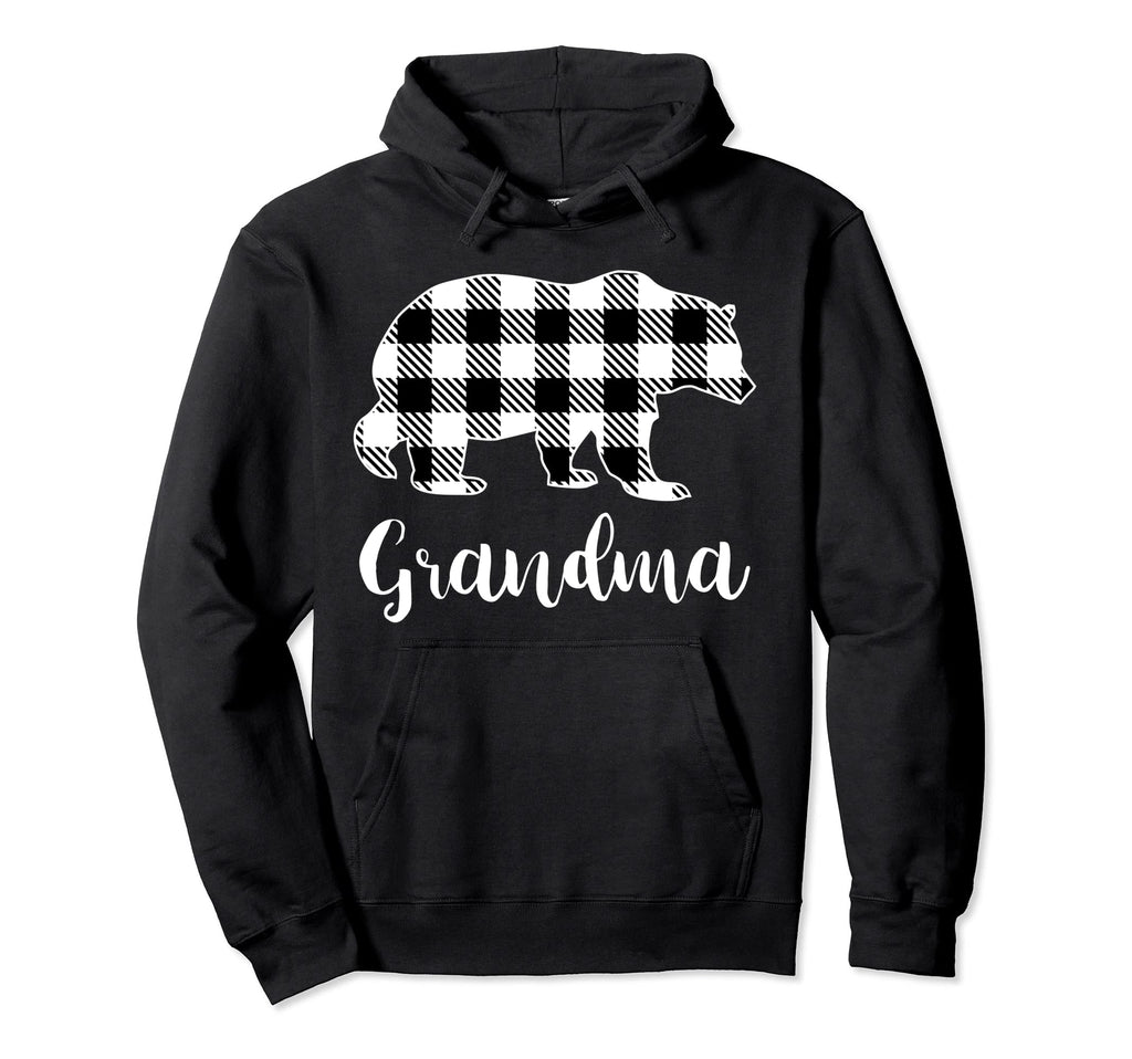 Grandma Bear Pajama Grey Buffalo Plaid Hoodie - Streetwear Style Unisex - T-Shirt, Sweatshirt, Hoodie