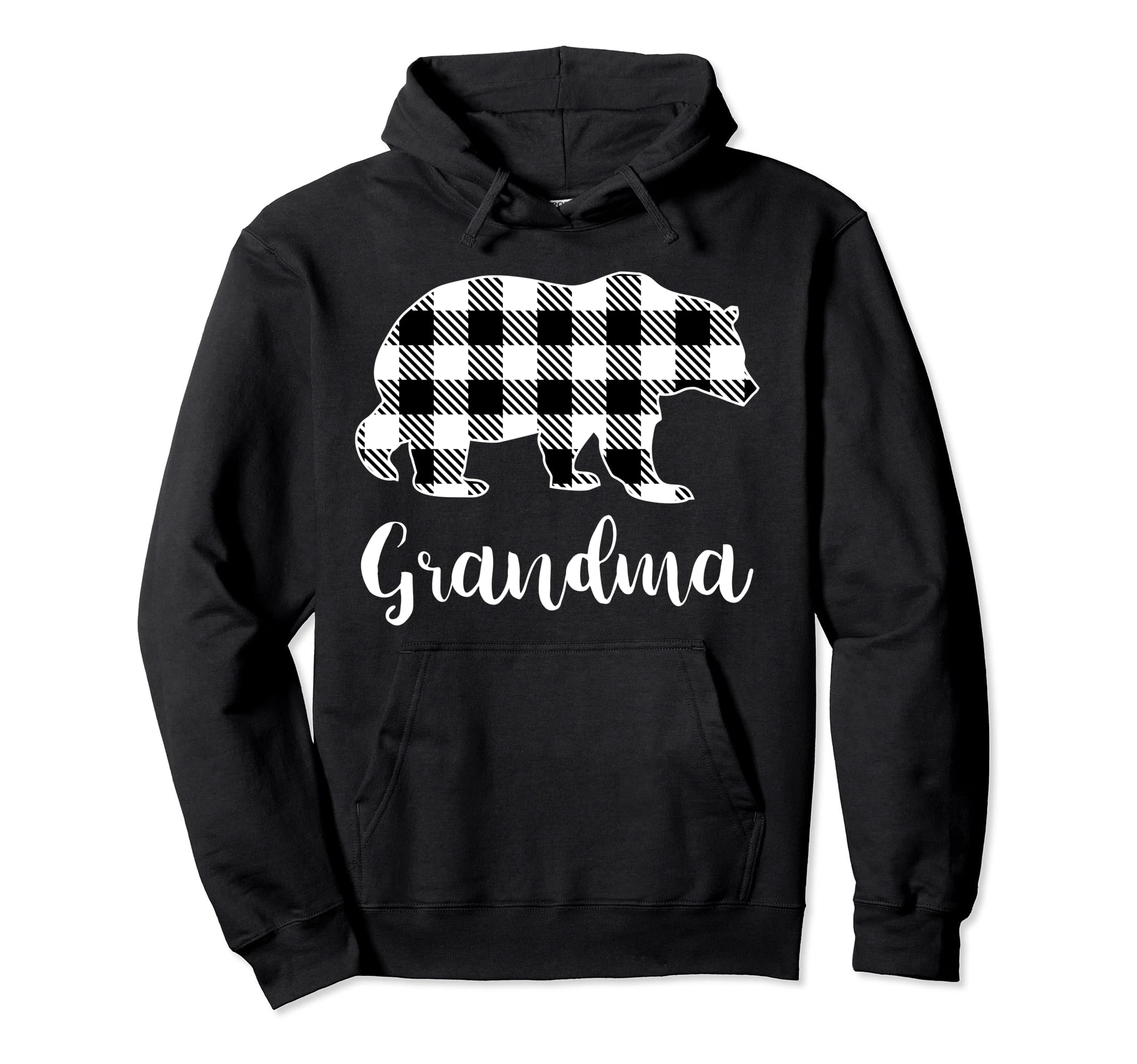 Grandma Bear Pajama Grey Buffalo Plaid Hoodie - Streetwear Style Unisex - T-Shirt, Sweatshirt, Hoodie