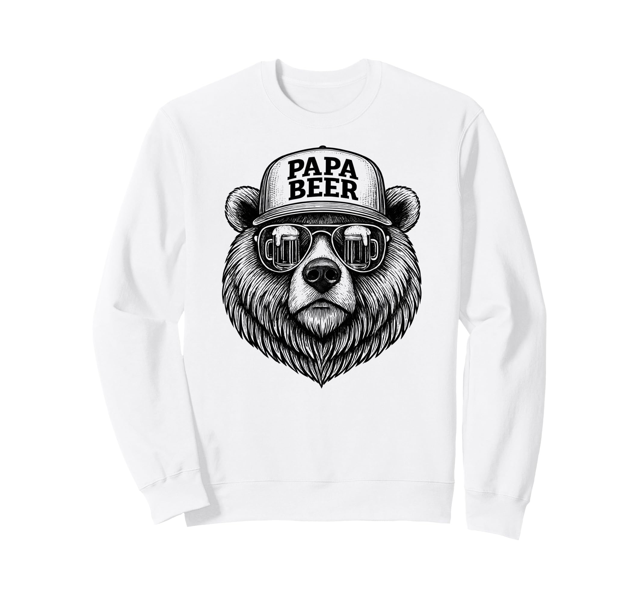 Papa Beer Funny Dad Bear Drinking Sweatshirt - Minimalist Print Men Women - T-Shirt, Sweatshirt, Hoodie