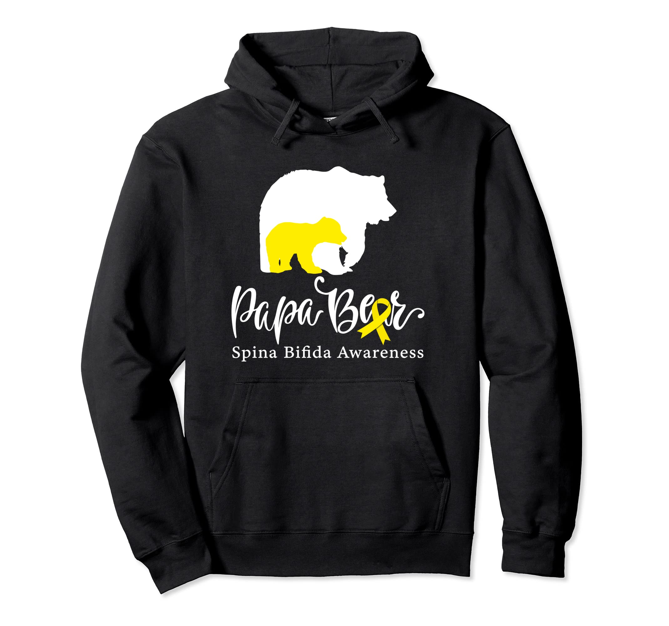 Papa Bear Yellow Ribbon Spina Hoodie - Casual Everyday Wear for Adults - T-Shirt, Sweatshirt, Hoodie