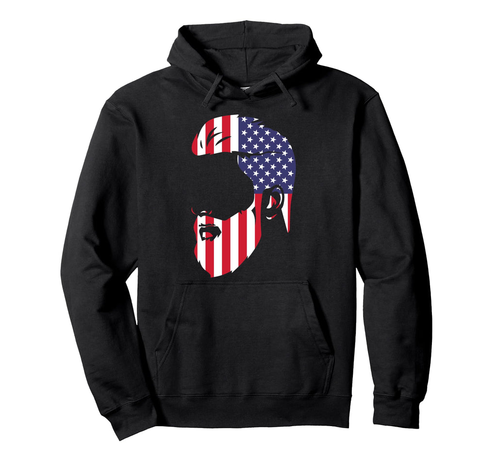 Patriotic American Dad Beard Bearded Hoodie - Streetwear Style for Adults - T-Shirt, Sweatshirt, Hoodie