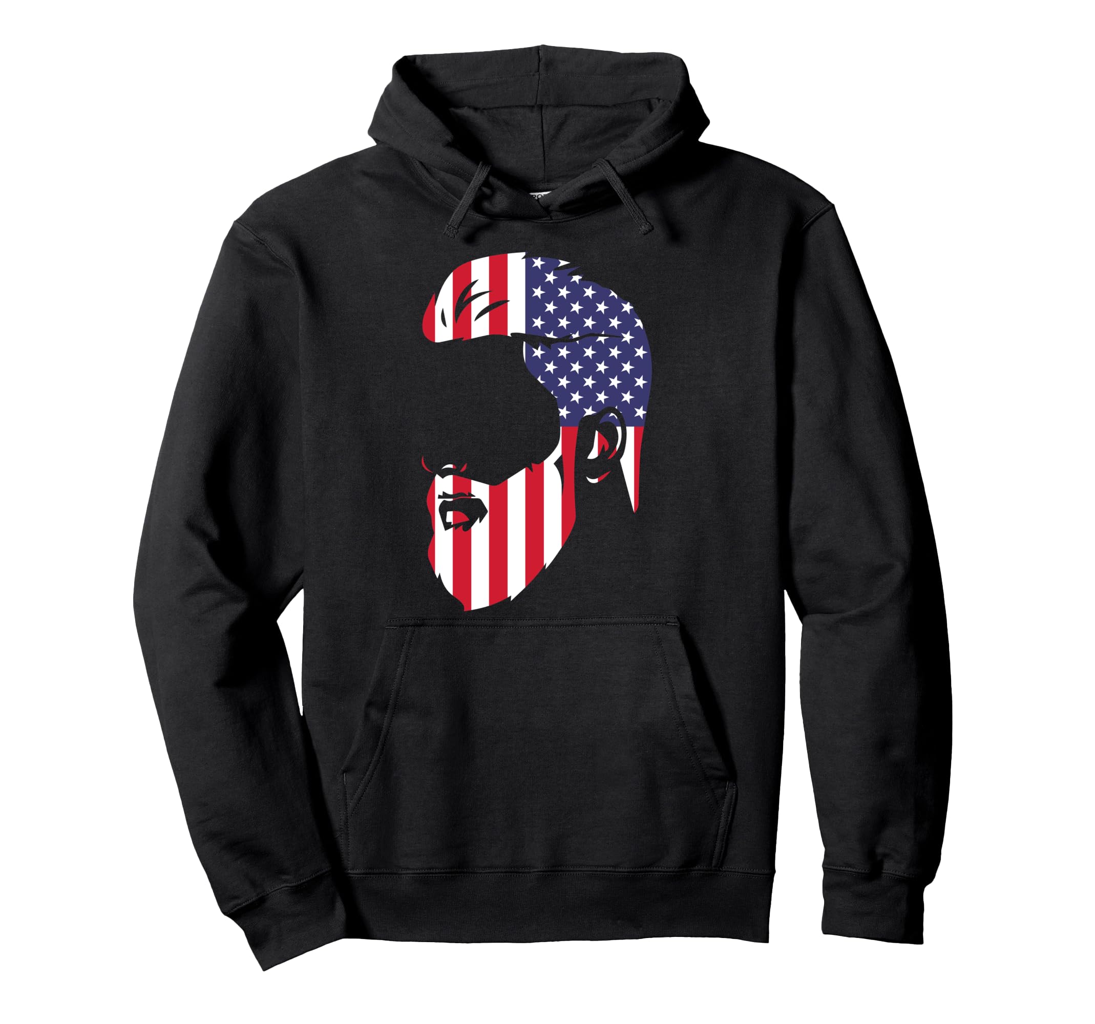 Patriotic American Dad Beard Bearded Hoodie - Streetwear Style for Adults - T-Shirt, Sweatshirt, Hoodie