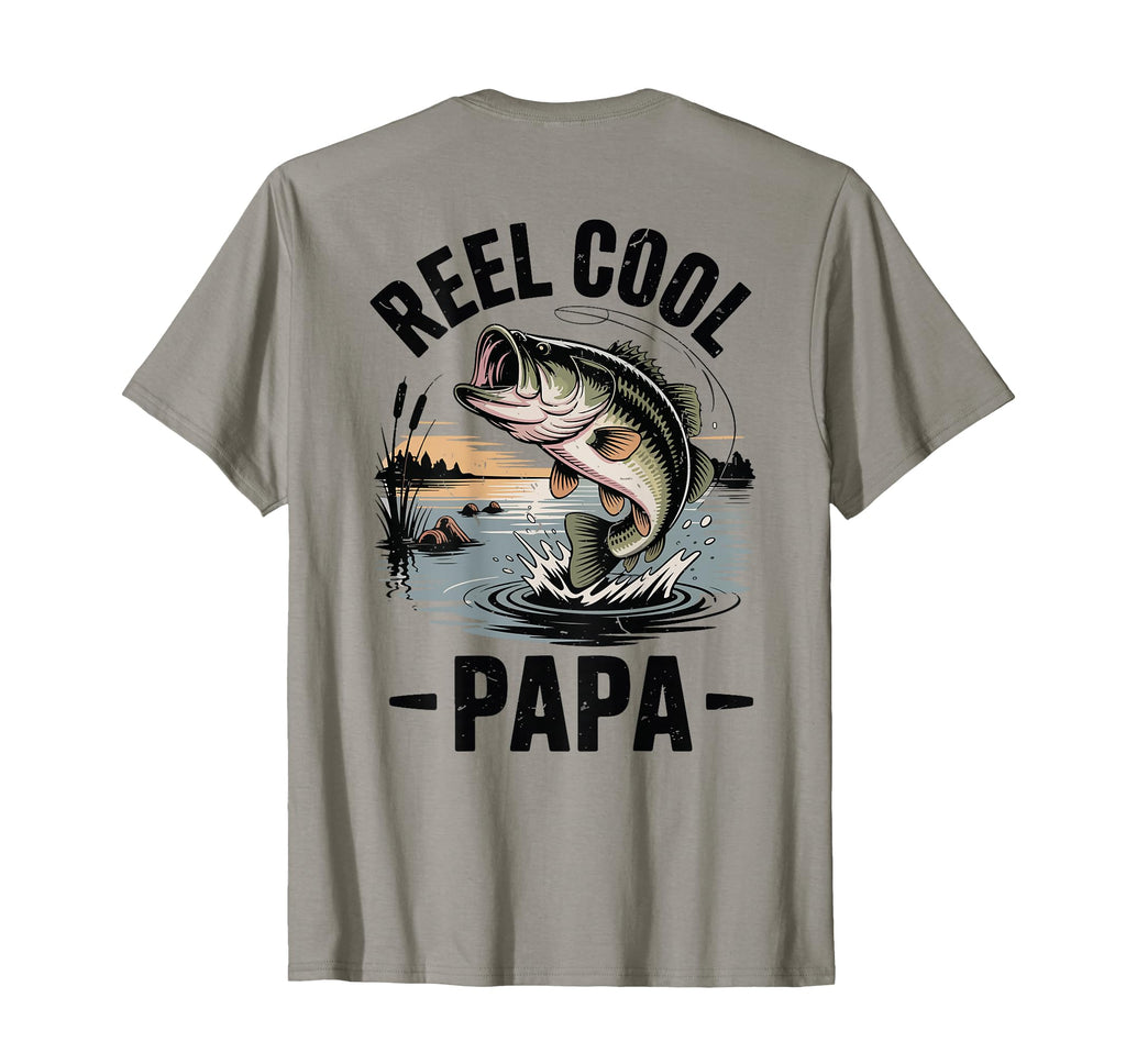 Mens Fishing Dad Reel Papa Bass Fish T-Shirt - Minimalist Print for Adults - T-Shirt, Sweatshirt, Hoodie