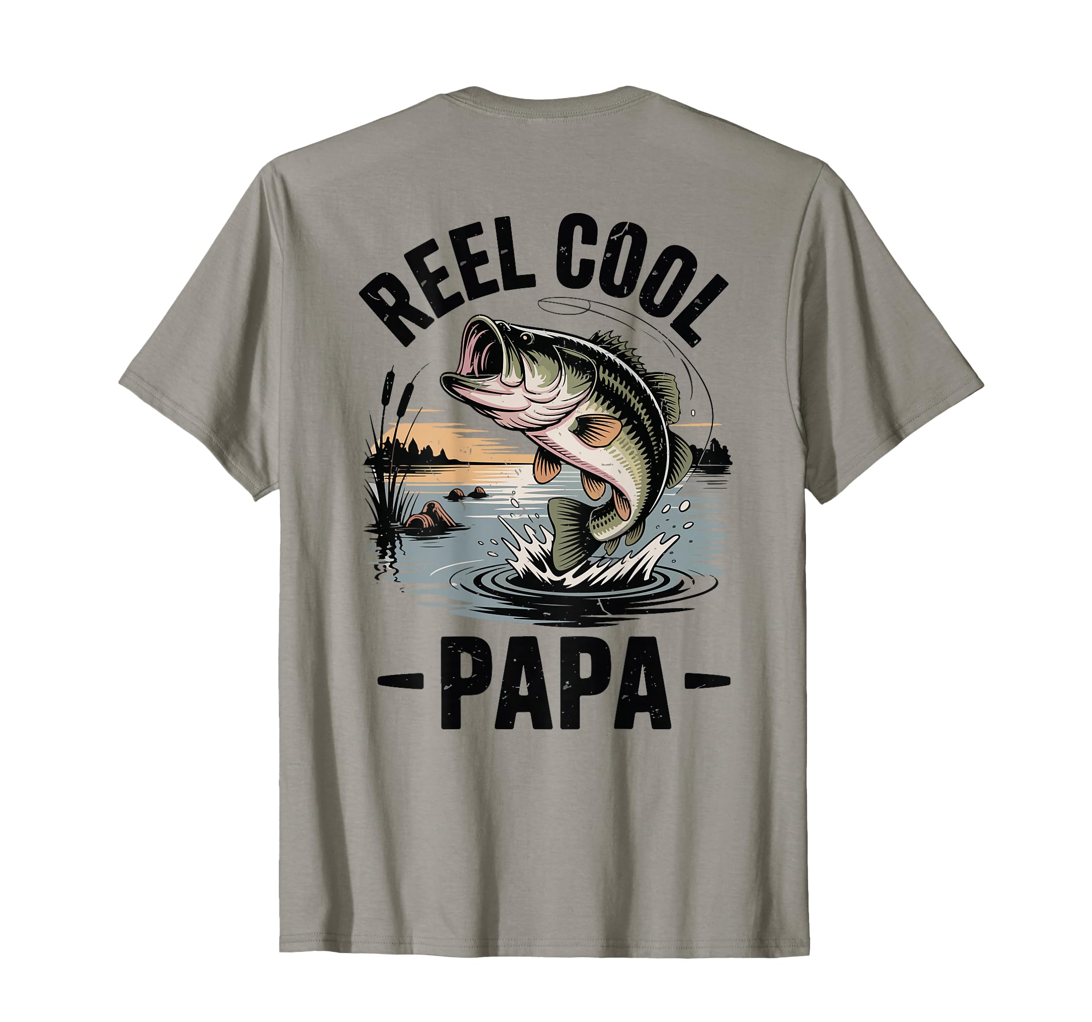 Mens Fishing Dad Reel Papa Bass Fish T-Shirt - Minimalist Print for Adults - T-Shirt, Sweatshirt, Hoodie
