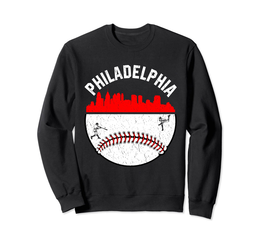 Philadelphia Cityscape Baseball Mom Sweatshirt - Aesthetic Graphic Unisex - T-Shirt, Sweatshirt, Hoodie