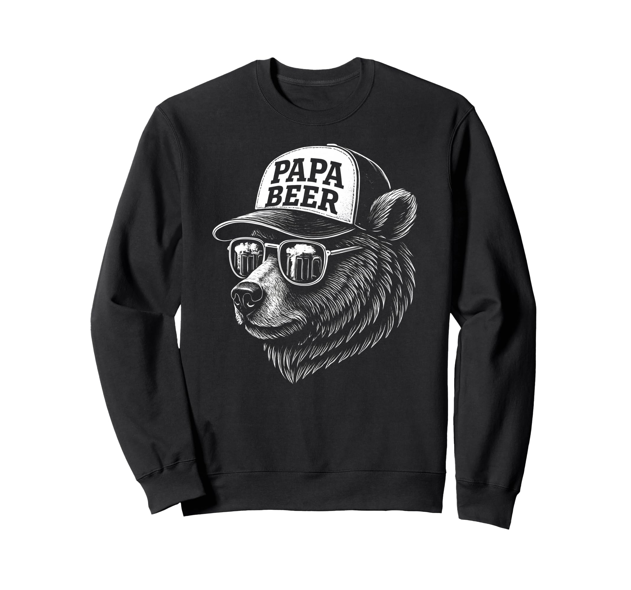 Papa Beer Funny Dad Bear Drinking Sweatshirt - Custom Art Print Unisex - T-Shirt, Sweatshirt, Hoodie