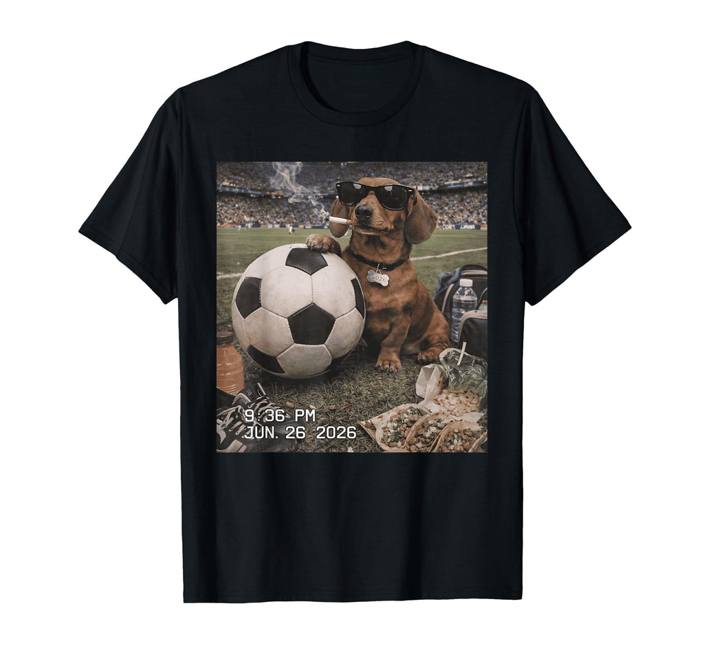 Dachshund Soccer Fan Smoking Eating T-Shirt - Aesthetic Graphic Men Women - T-Shirt, Sweatshirt, Hoodie