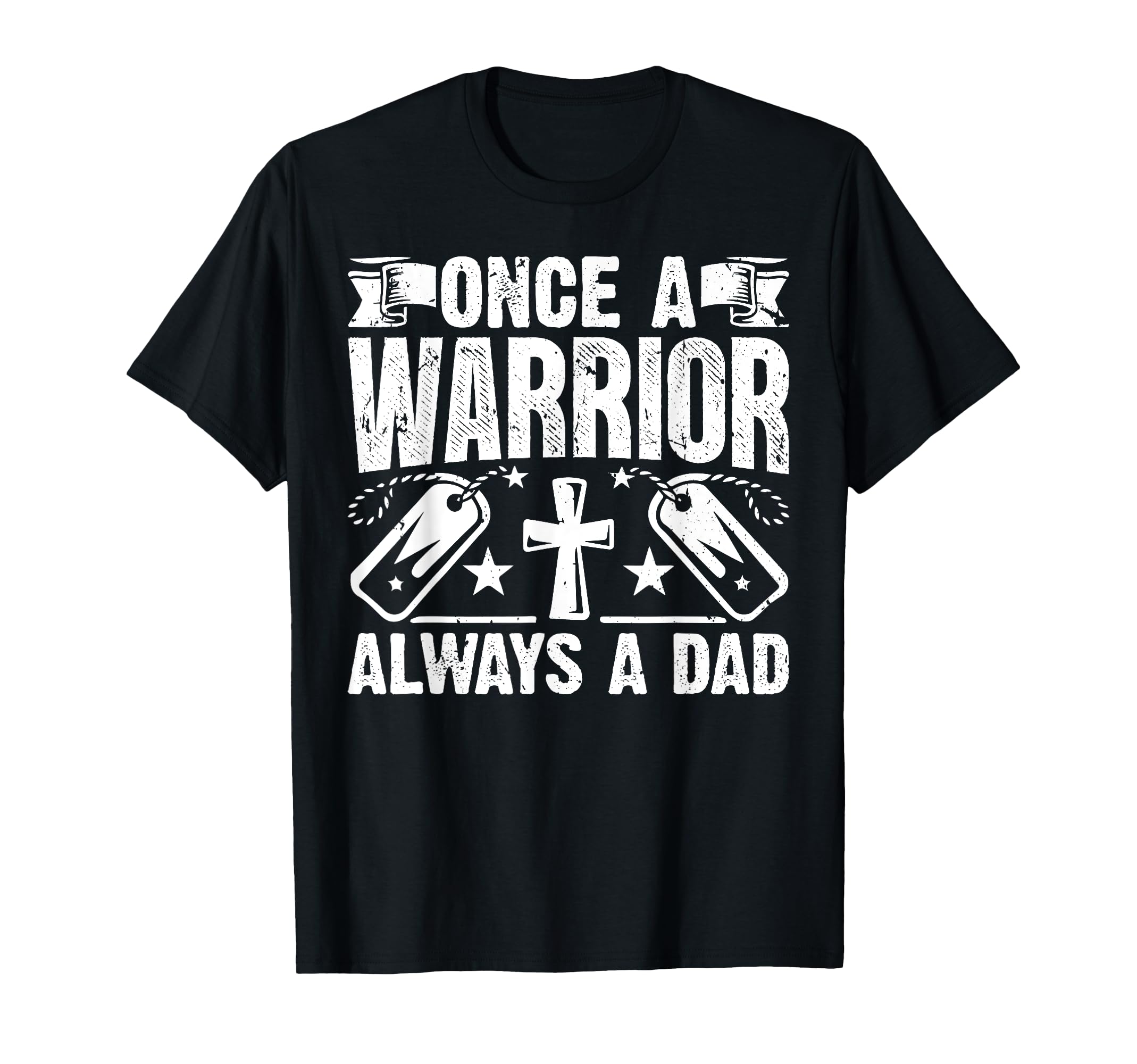 Once Warrior Always Dad Veteran Dad T-Shirt - Aesthetic Graphic for Adults - T-Shirt, Sweatshirt, Hoodie