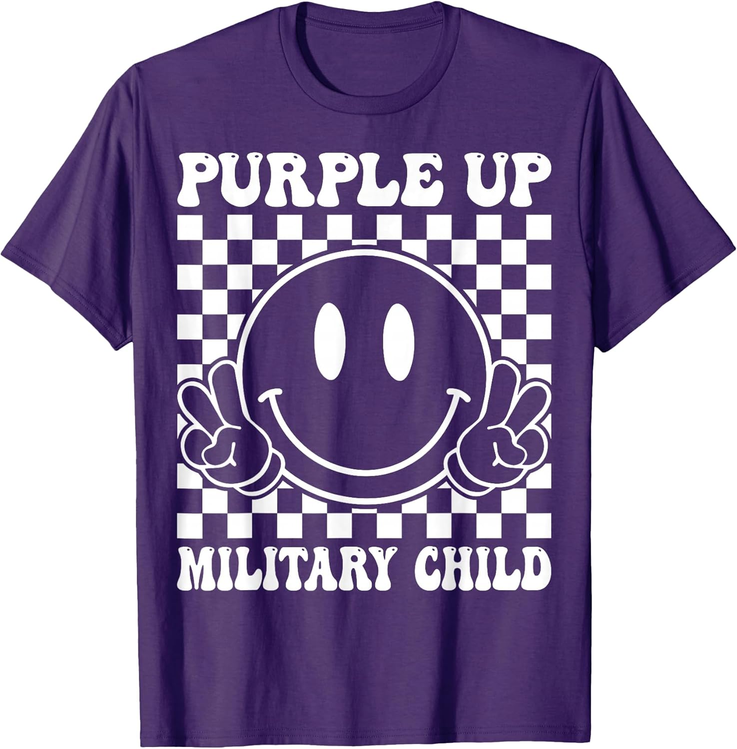 Purple Up for Military Kids Groovy Child Month - Adult & Kids T-Shirts, Sweatshirts & Hoodies apparel design preview 1