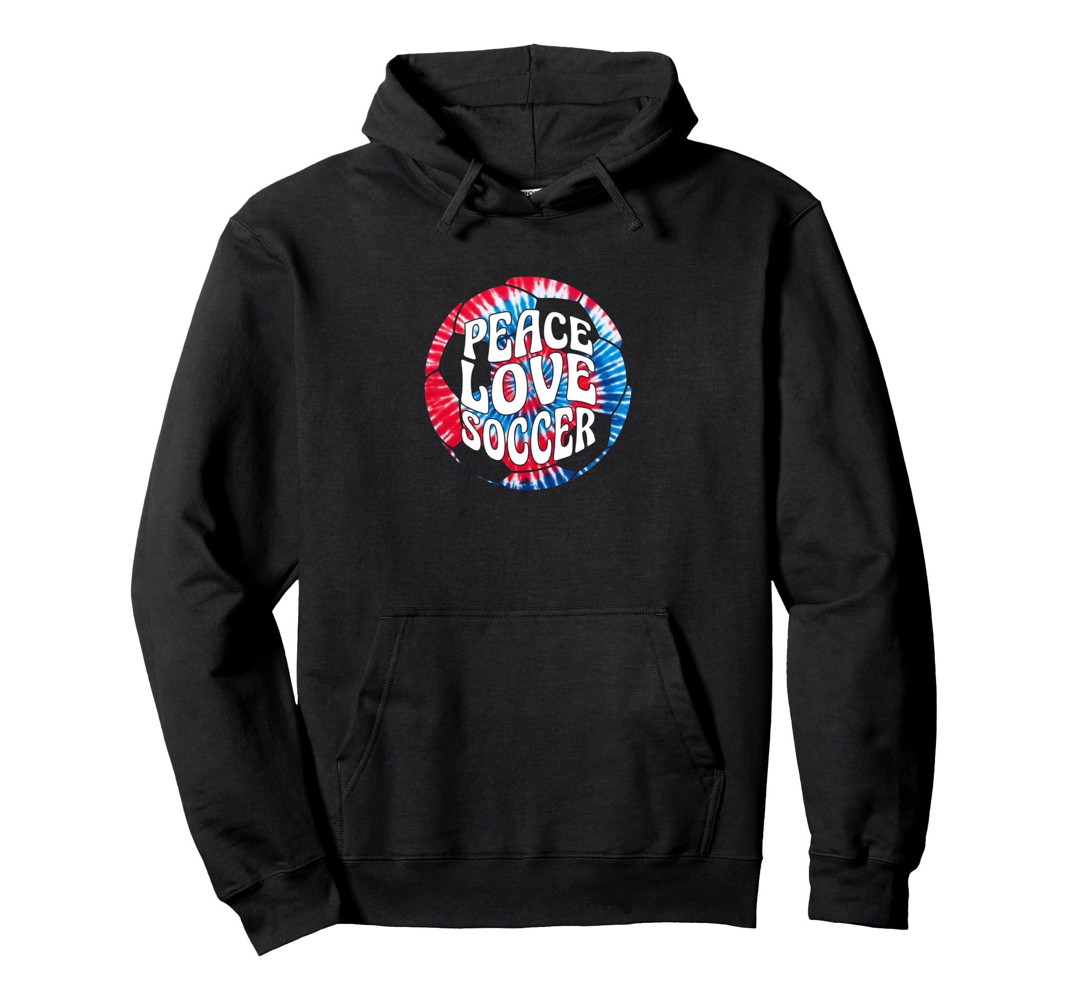 Peace Love Soccer Tie Dye Hippie Hoodie - Casual Everyday Wear Men Women - T-Shirt, Sweatshirt, Hoodie