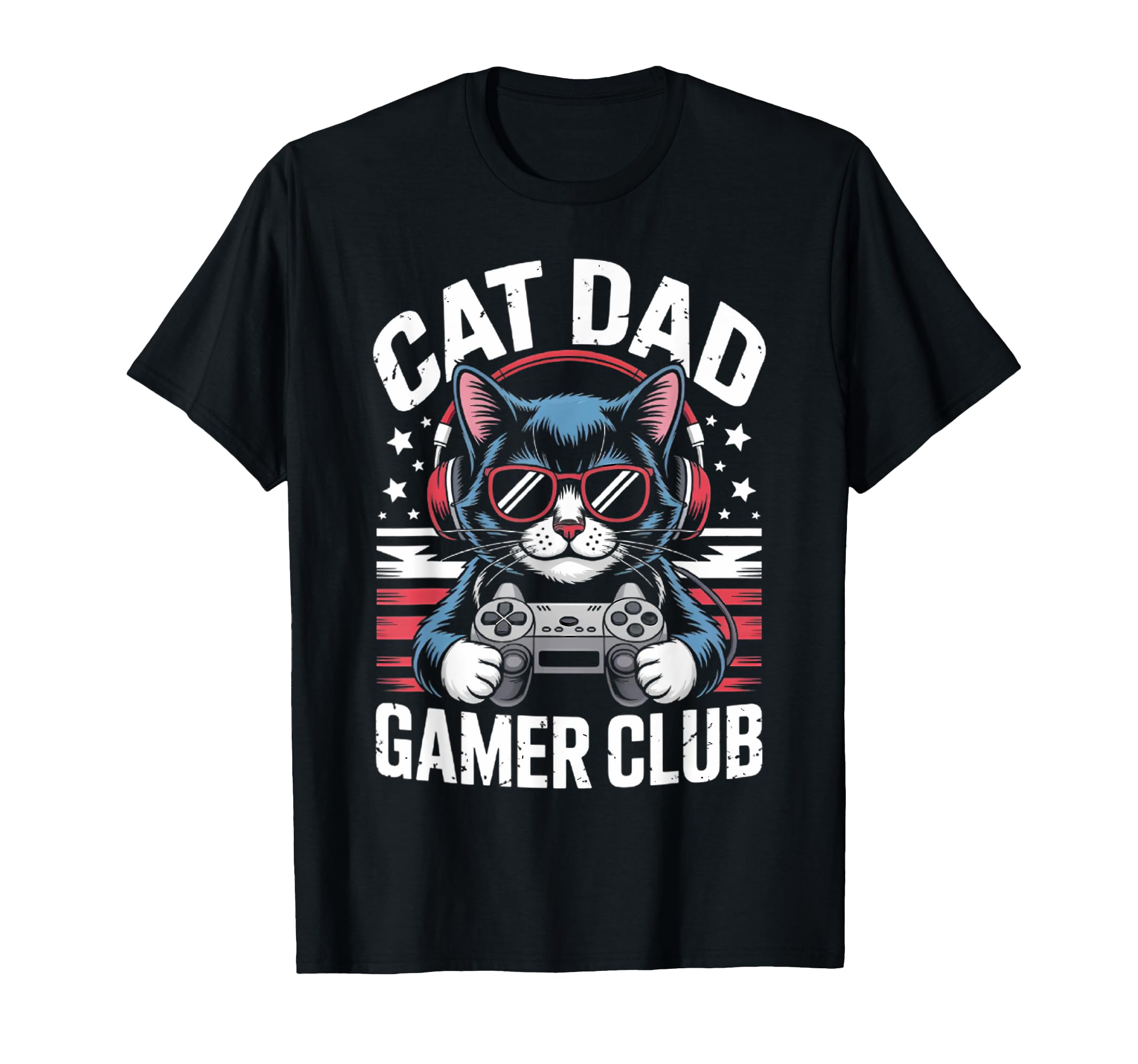 Funny Cat Dad Gamer Club Him Video T-Shirt - Novelty Apparel Men Women - T-Shirt, Sweatshirt, Hoodie
