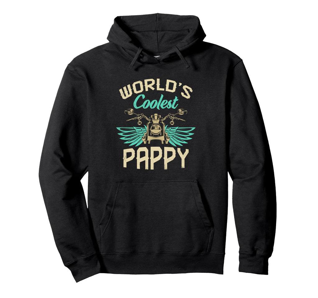 Worlds Coolest Pappy Motorcycle Fathers Hoodie - Trendy Graphic for Adults - T-Shirt, Sweatshirt, Hoodie
