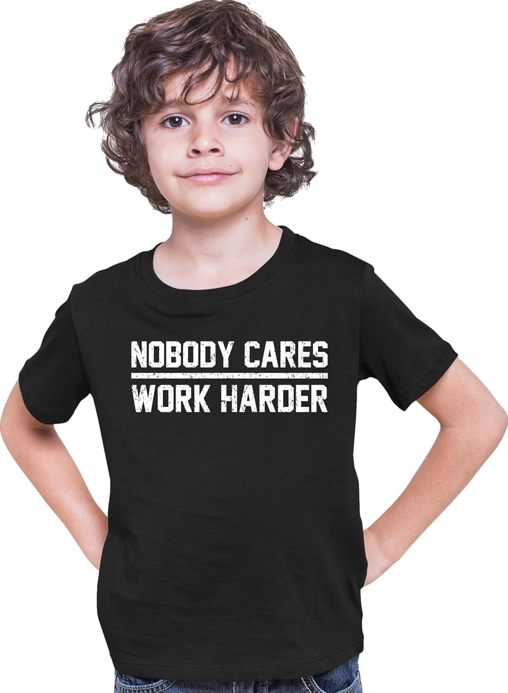 Youth Nobody Cares Work Harder Motivational Quote - Adult & Kids T-Shirts, Sweatshirts & Hoodies apparel design preview 1