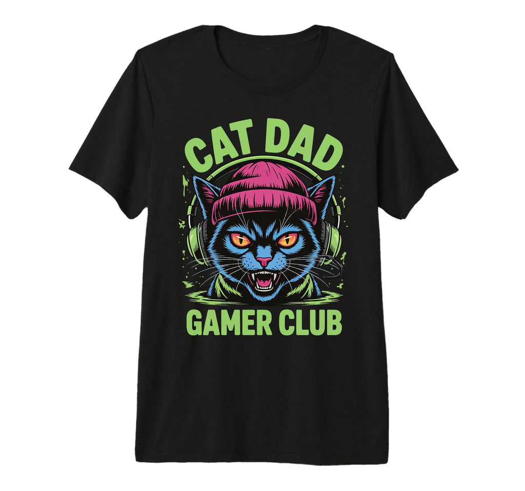 Mens Cat Dad Gamer Club Tri Blend T-Shirt - Aesthetic Graphic Men Women - T-Shirt, Sweatshirt, Hoodie