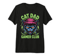 Mens Cat Dad Gamer Club Tri Blend T-Shirt - Aesthetic Graphic Men Women - T-Shirt, Sweatshirt, Hoodie
