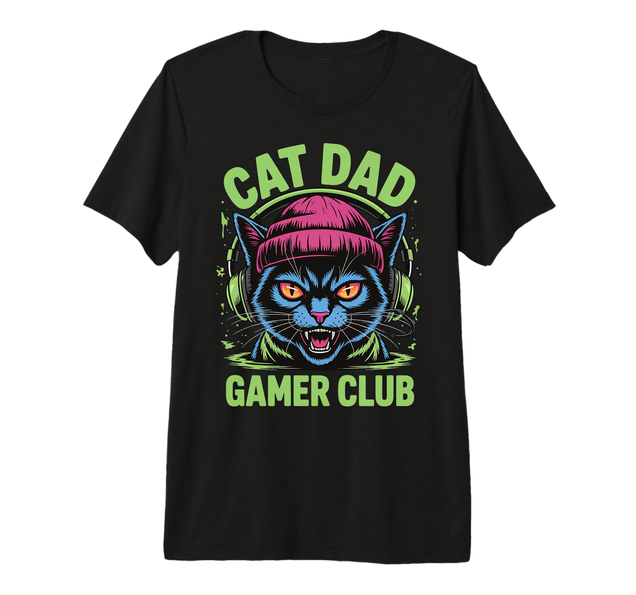 Mens Cat Dad Gamer Club Tri Blend T-Shirt - Aesthetic Graphic Men Women - T-Shirt, Sweatshirt, Hoodie